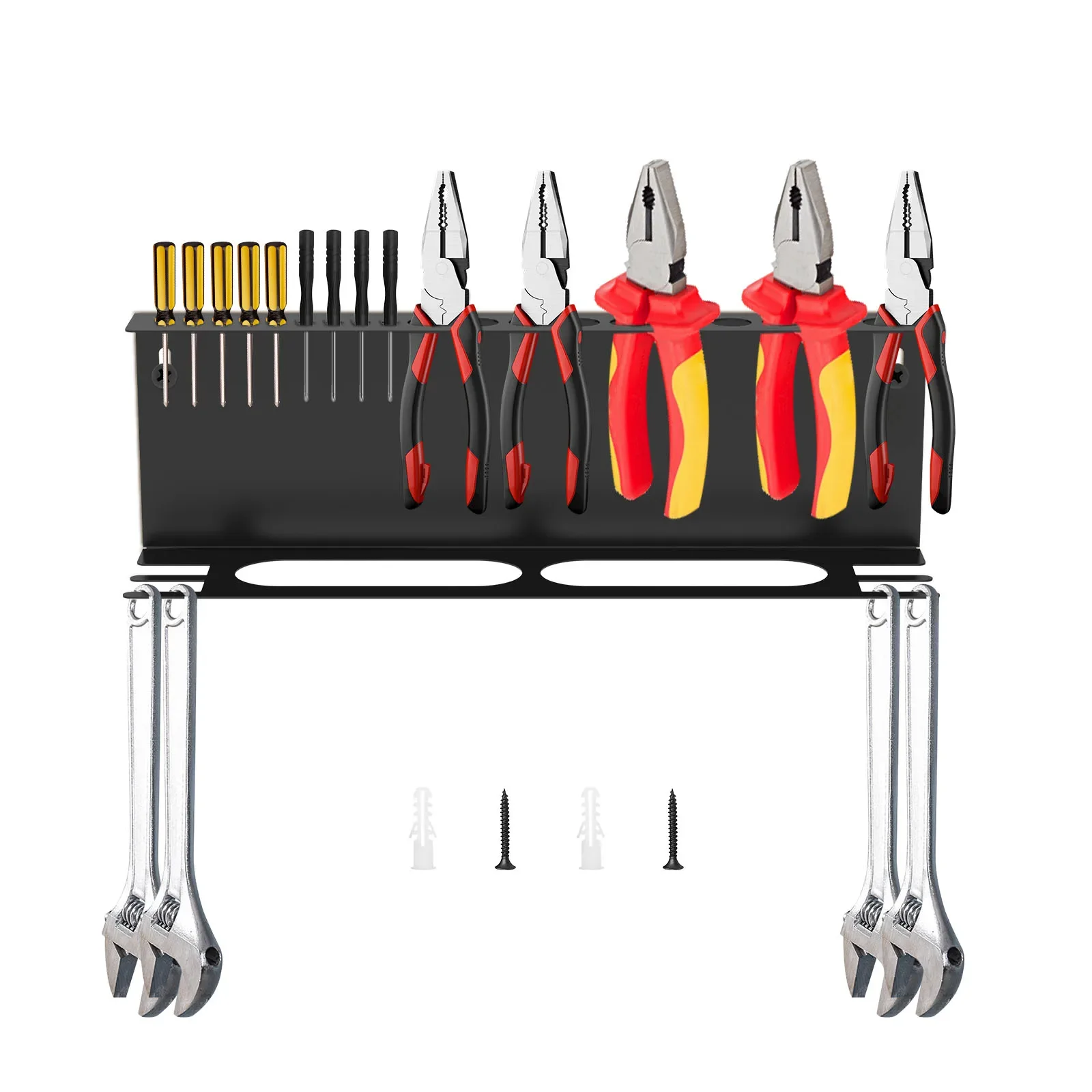 

Wall Mount Garage Tool Organizer Steel 4 in 1 Screwdriver Organizer Secure Support Hammer Holder for Backyard Hammer Holder