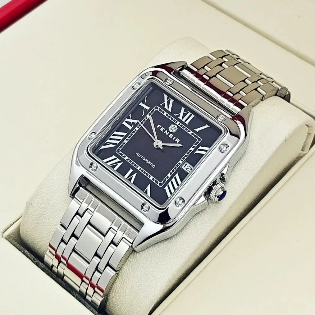 Luxury Watch for Men, Calendar Display, Stainless Steel Strap, High-End Luxury Small Square Men's Watch, Fashionable Business Casual Versatile Trendy Men's Wristwatch, the Best Gift for Him image 2