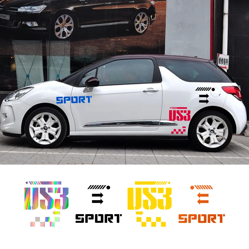 8PCS For Citroen DS3 Racing Car Body Decor Stickers Graphics Vinyl Decal Auto Door Side Sport Styling Decoration Car Accessories