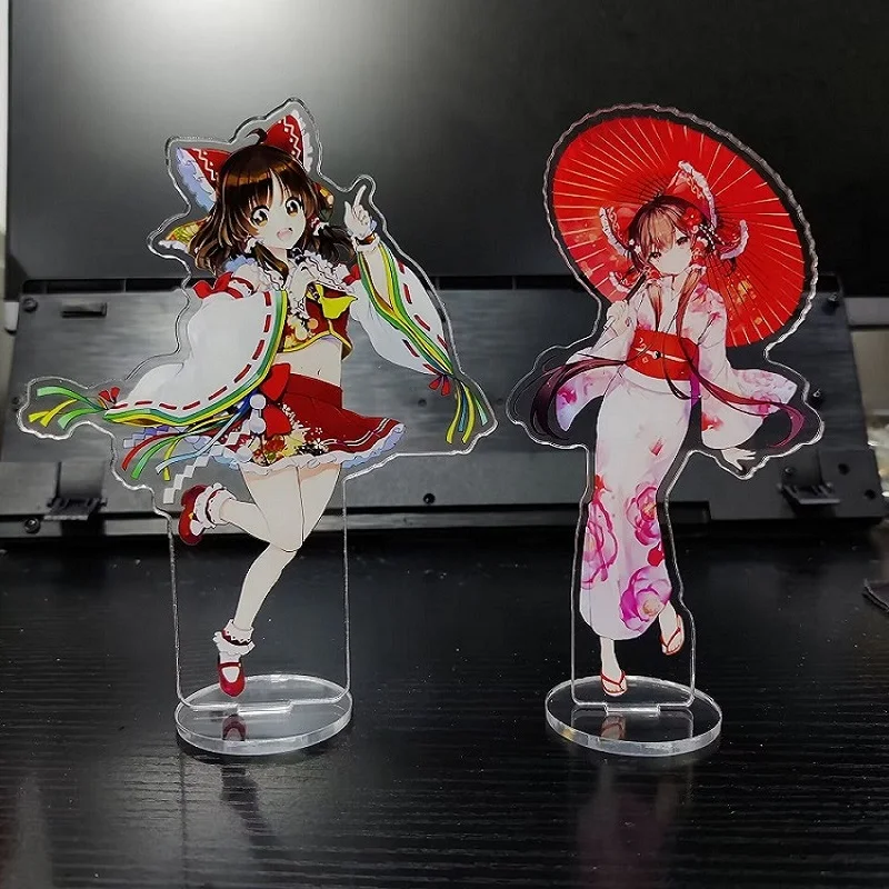 Hot Anime Touhou Project Cute Figures Hakurei Reimu Kirisame Marisa Acrylic Stands Model Plate Desk Decor Prop Christmas Gift