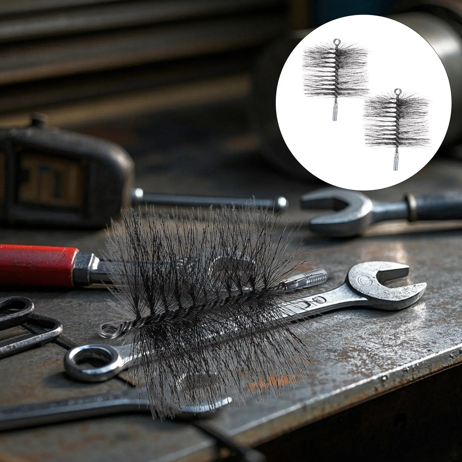2pcs Metal Chimney Sweep Wire Brush Bristle Fireplace Cleaner 6 Inch for Woodstove Pipe Flue Cleaning Tool Home Kitchen Furnace