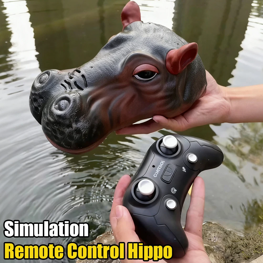 

RC Boat Simulation Hippo Remote Control Toy Waterproof Electric Water Animal Cool Outdoor Swimming Pool Children's Toys for Kids