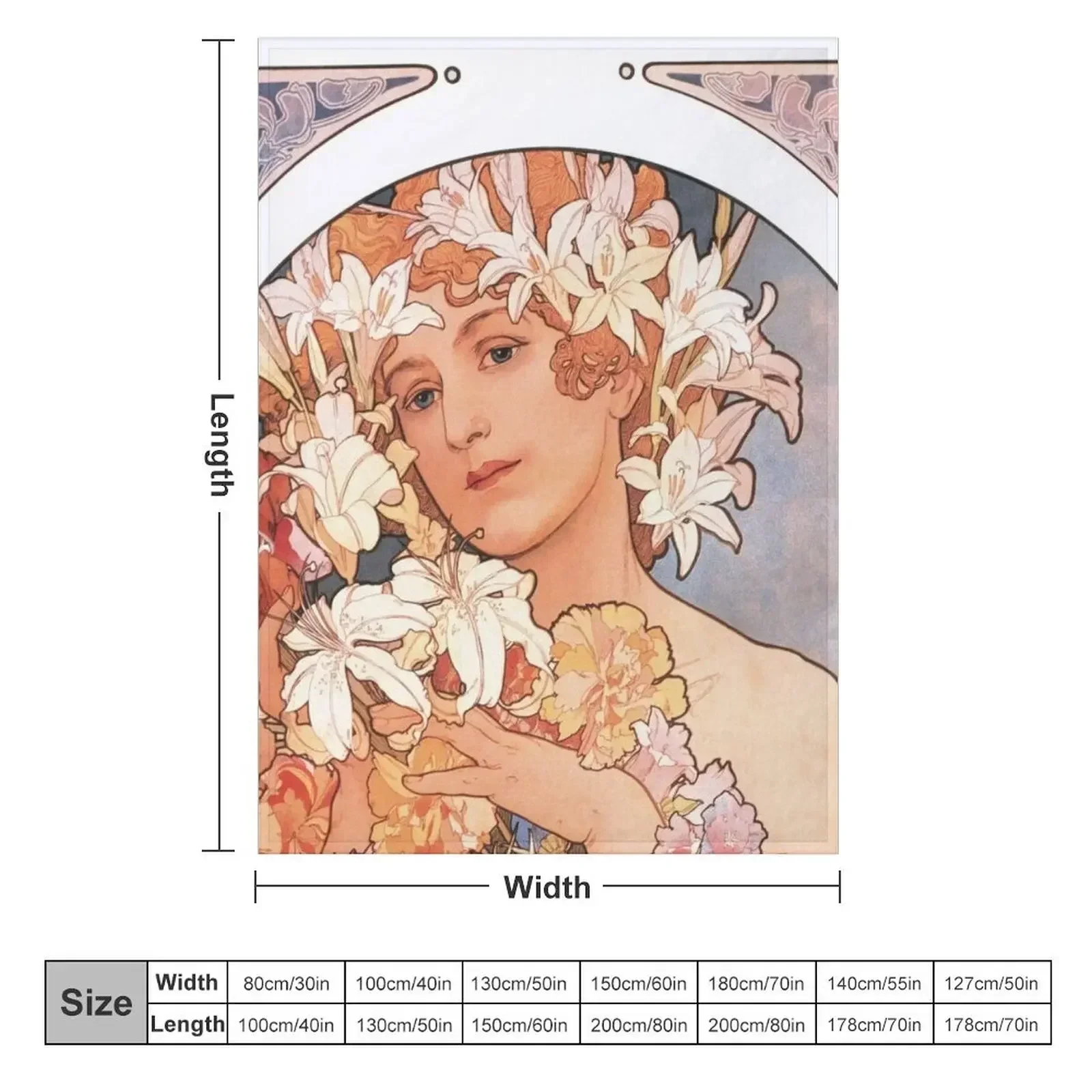La Fleur - The Flower - Alphonse Mucha 1897 Throw Blanket couch cozy soft plush fuzzy picnic outdoor blanket