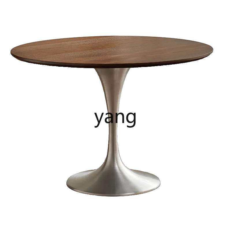 

LMM Nordic solid wood round table household small apartment round dining table simple antique retro dining table