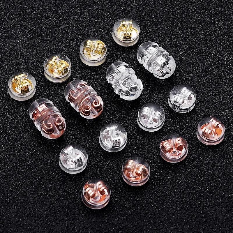 20-40 stücke Silikon Gummi Ohr Zurück Stopper Kupfer Ring Hamburger Ohr Stecker Für Schmuck Machen DIY Ohrring Zubehör
