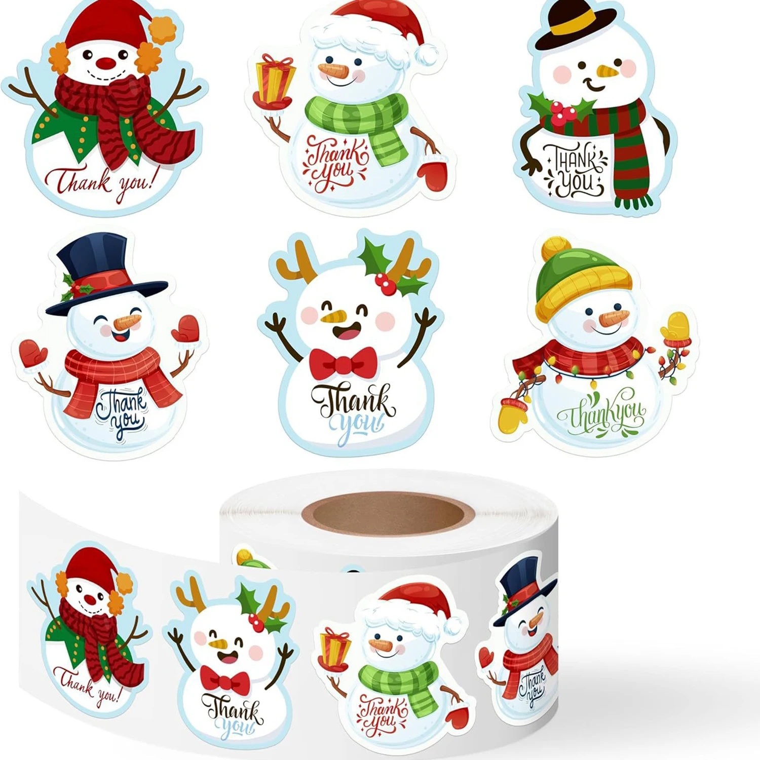

500 шт./рулон, рождественские наклейки со снеговиком, вечерние рождественские подарочные упаковочные этикетки, детские канцелярские наклейки для скрапбукинга