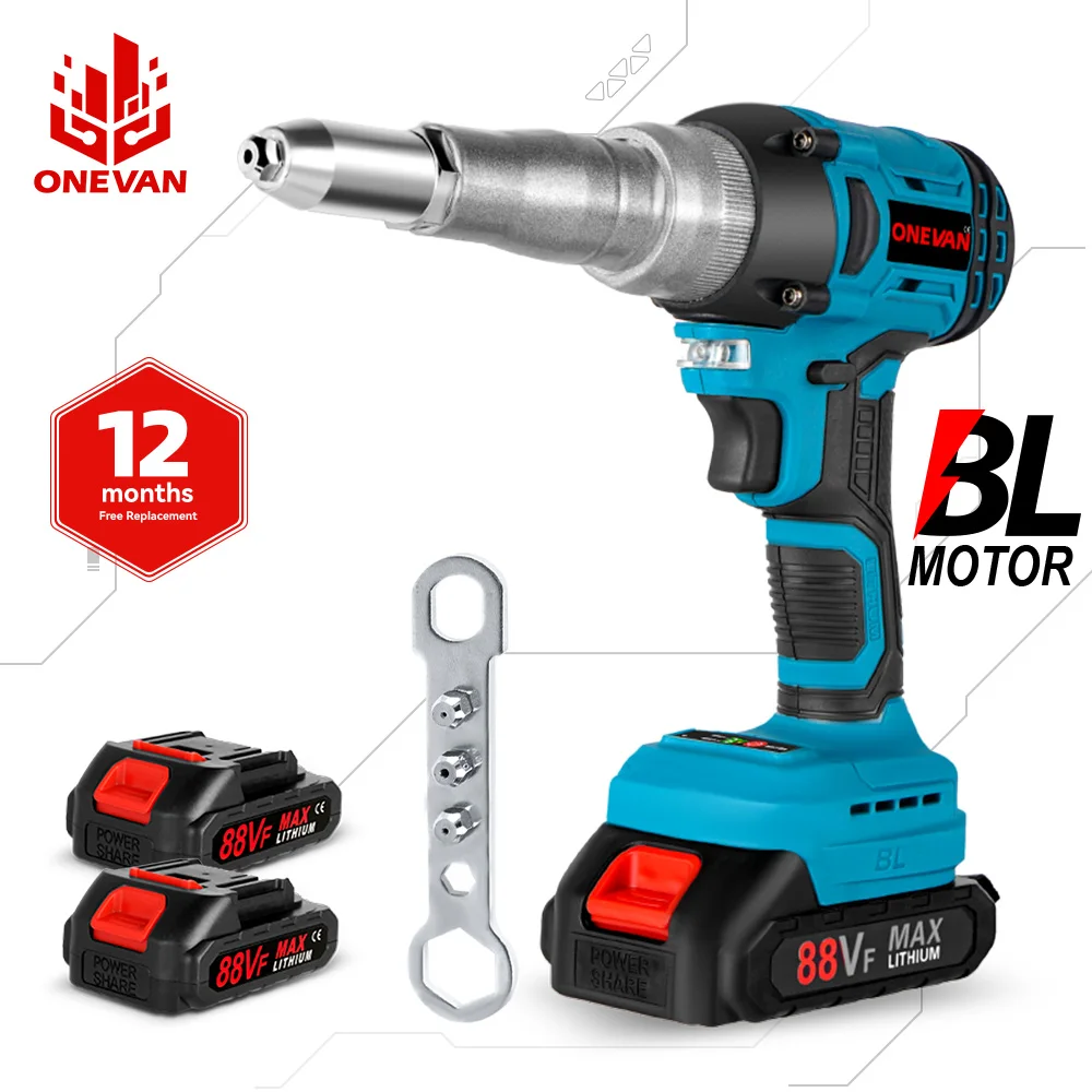 ONEVAN 20000N 720W Brushless ไฟฟ้า Rivet Gun 2.4 ~ 5.0 มม.ไร้สาย Rivet Nut Gun เจาะเครื่องมือสําหรับ Makita 18V แบตเตอรี่ pin