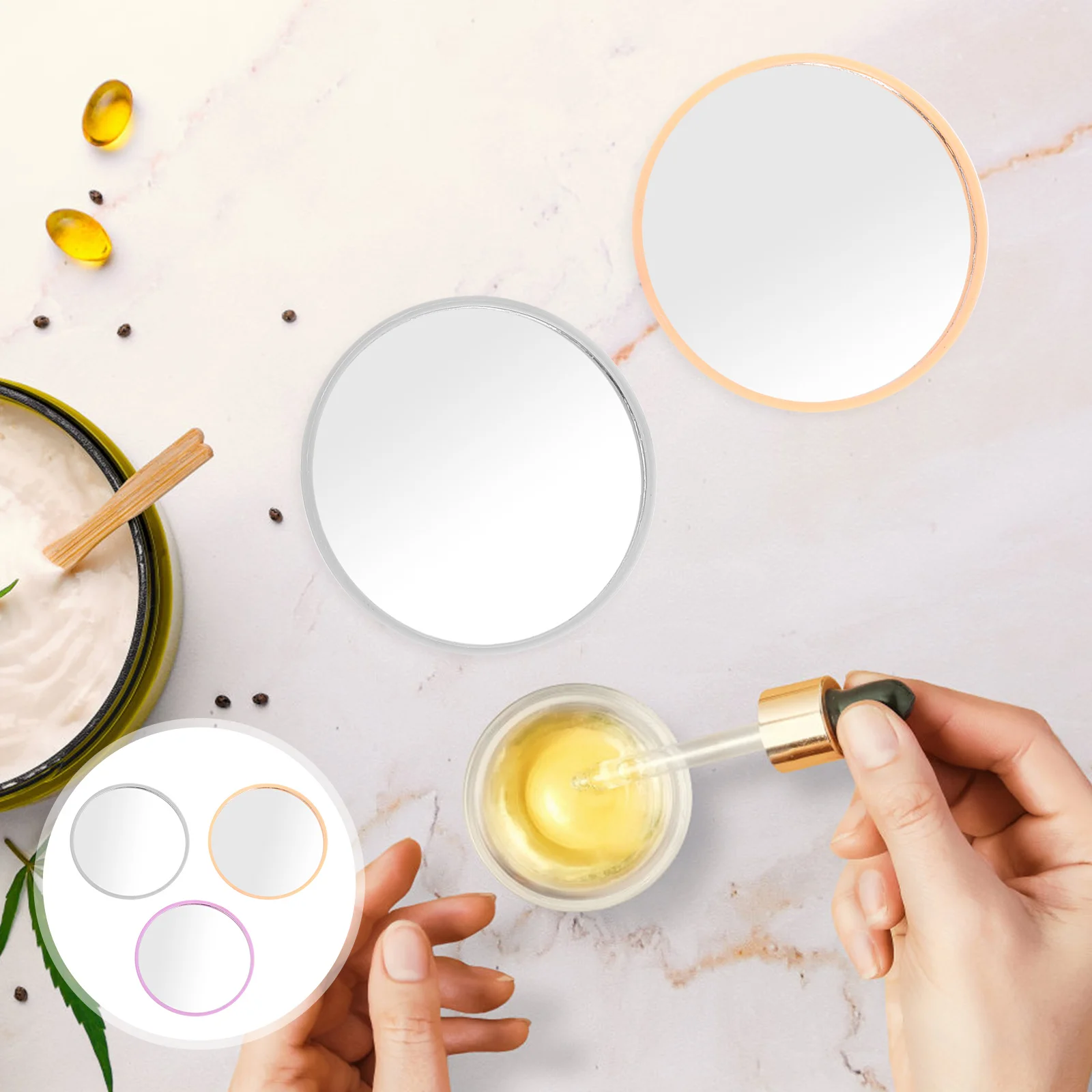 

24 Pcs Portable Makeup Mirror Random Pattern Round Compact Mini Handheld Color Pocket Premium Material