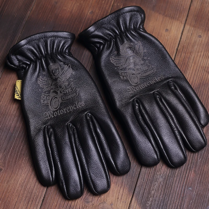 New Cowhide Leather Gloves Full Finger Racing Men Women Driving Bike Motorbike Gloves