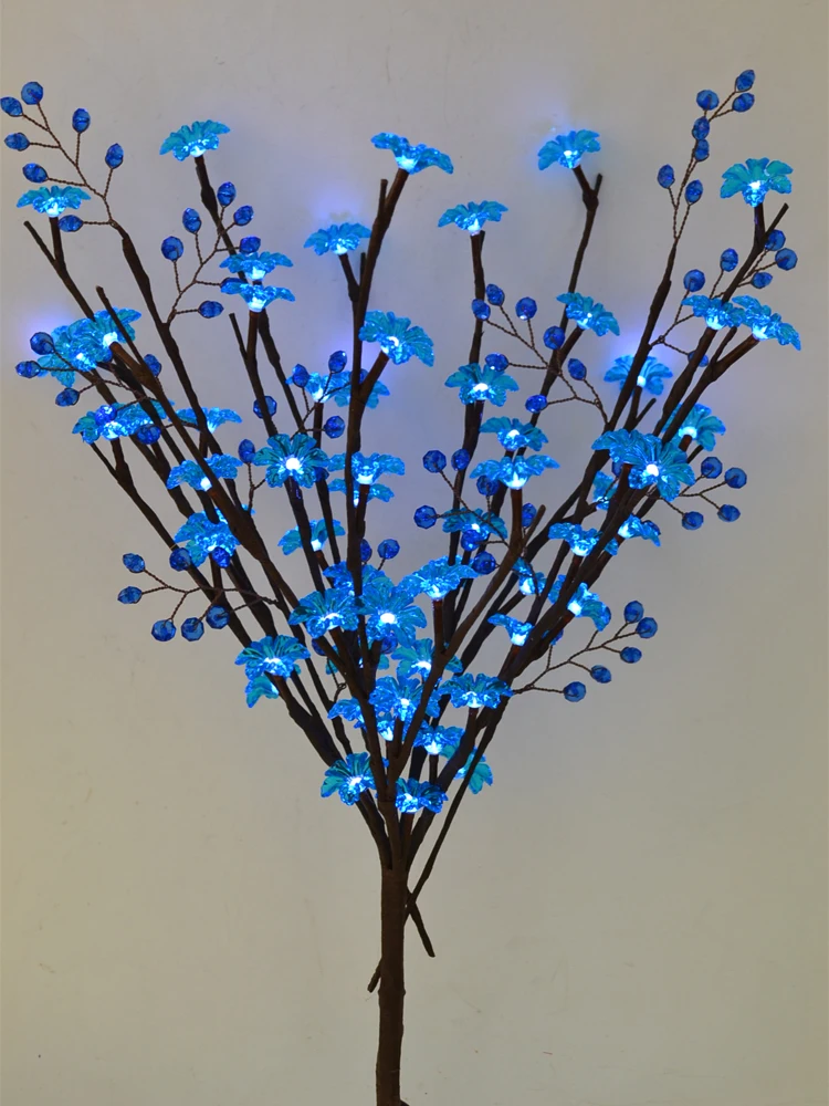 LED Lighted Branch with AA Standard Blue Acrylic Flower+ Bead Decoration 20