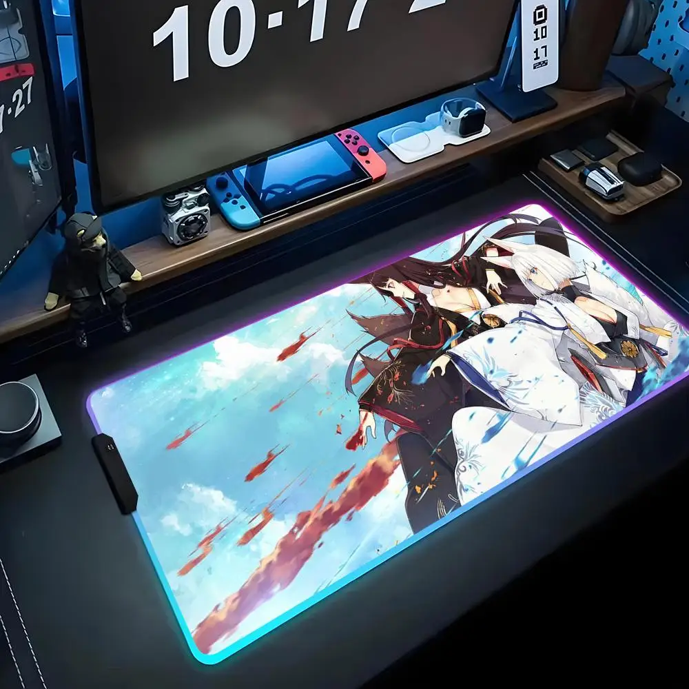 

game azur lane Mouse Pad RGB Gaming Mousepad Big LED Pad PC Desk Mat Luminous Mouse Pad Large Keyboard Mats Table Rug With