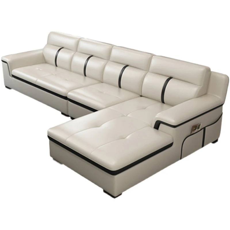 

# Modern Italian Living Room Furniture Storage Lounge Couches Sectional Luxury Leather L Shape Sofa Set