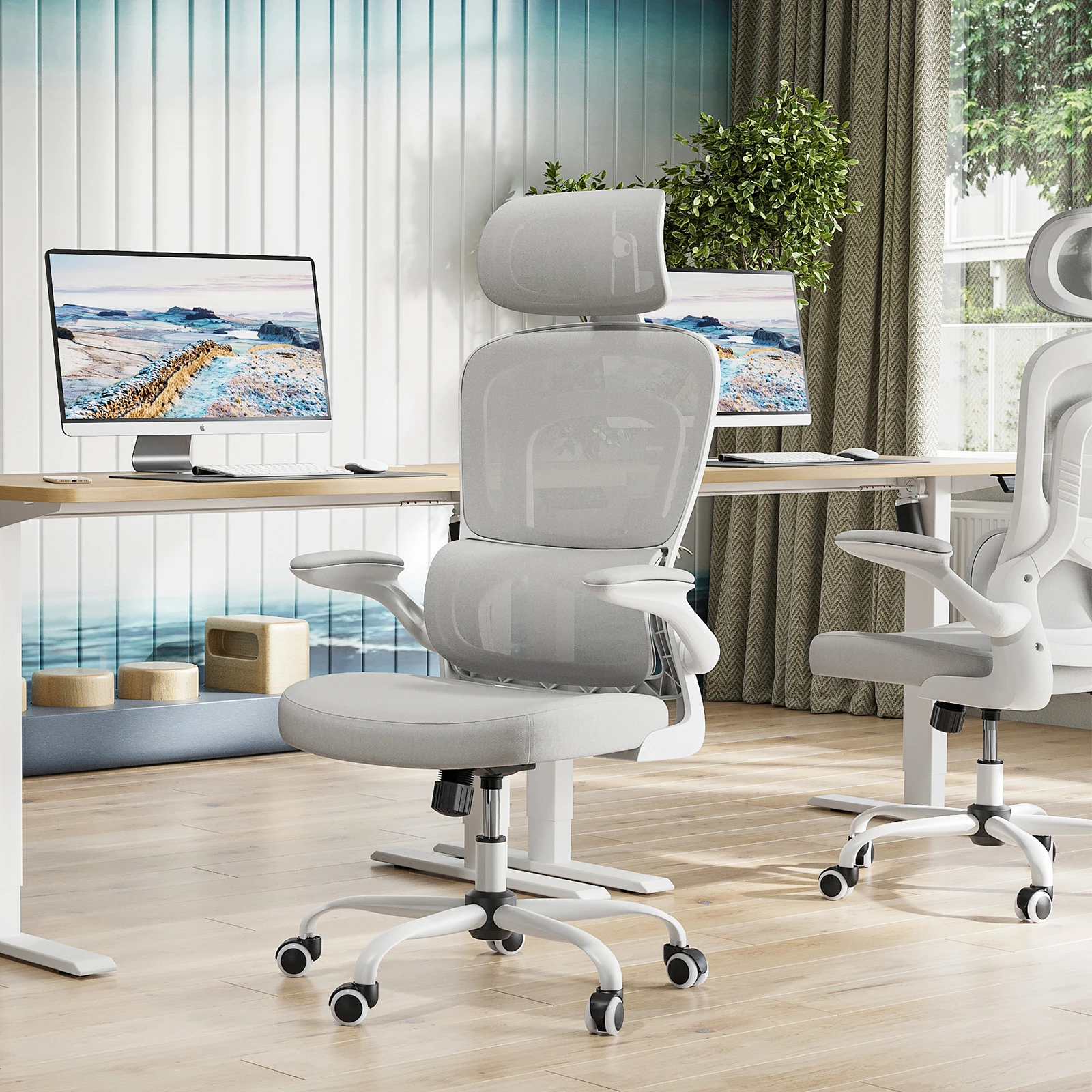 

Эргономичное офисное кресло Farini, офисное кресло с подголовником и поясничной поддержкой, высокое поворотное кресло для домашнего офиса с подголовником