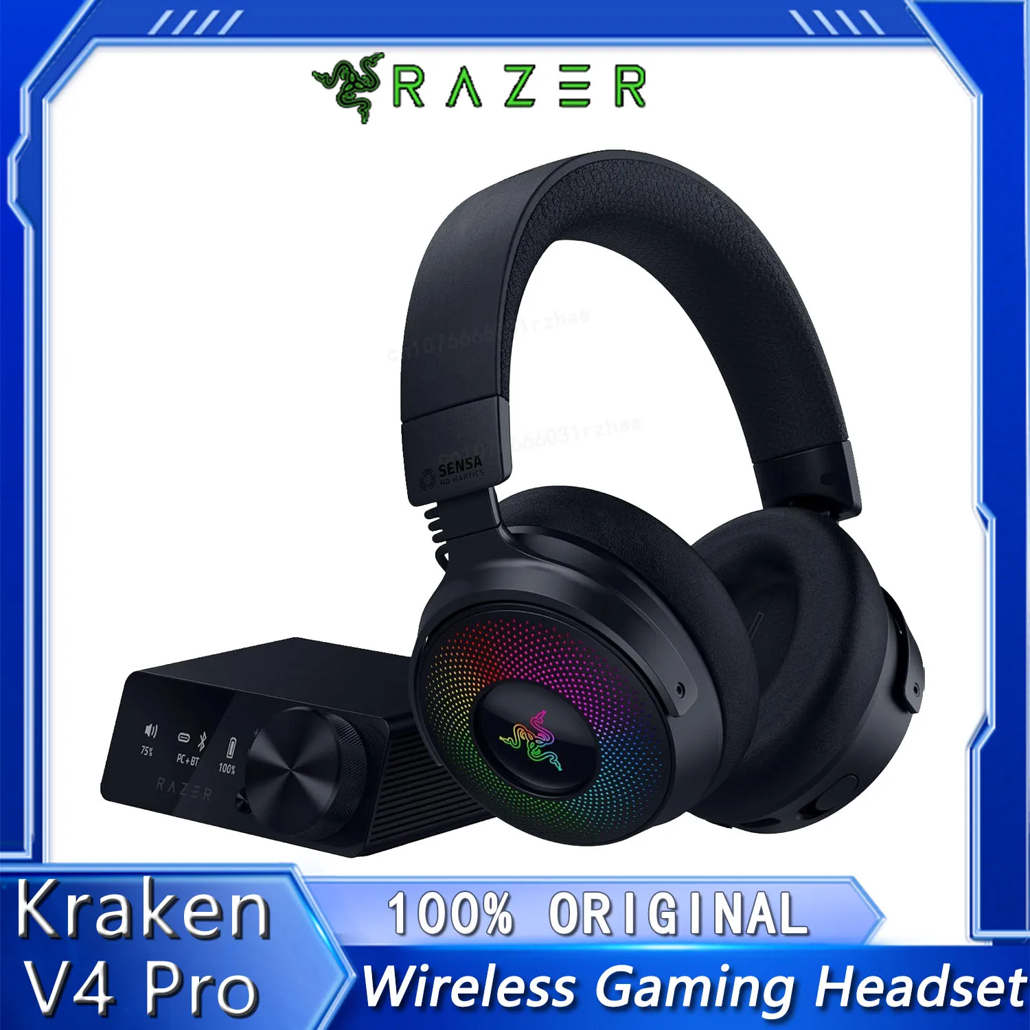 سماعة الألعاب اللاسلكية Razer Kraken V4 Pro 2.4 جيجا هرتز سماعة لاسلكية تعمل بالبلوتوث USB 3.5 ملم ميكروفون واسع النطاق للغاية لأجهزة الكمبيوتر الشخصية وأجهزة Mac وPS5 والهواتف الذكية #1