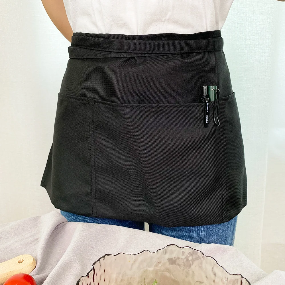 Simple Canvas Waist Apron, Oil-proof, Antifouling Short, Half Length, Home Waiter, Coffee Shop Work