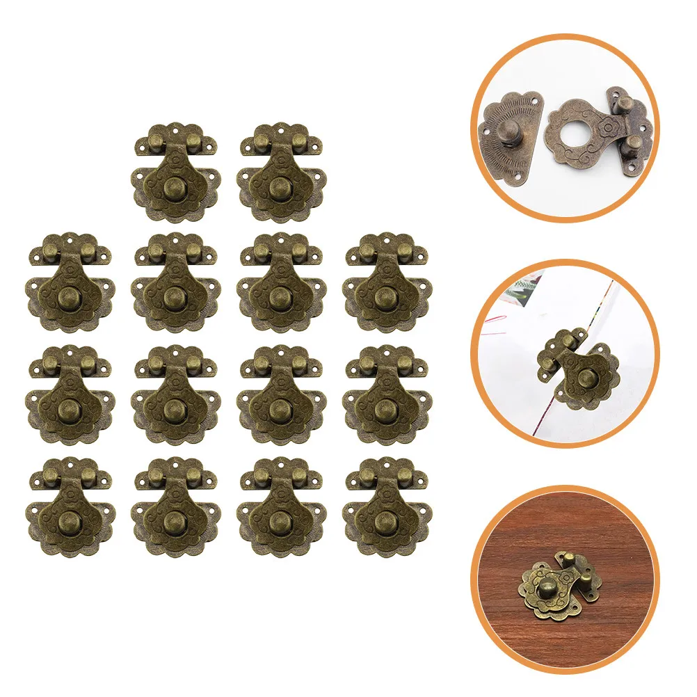 

14Pcs Fine Craftsmanship Iron Hasp Latch Cabinet Hasp for Jewelry Box Wooden Box Window Shed Locker Drawer Style