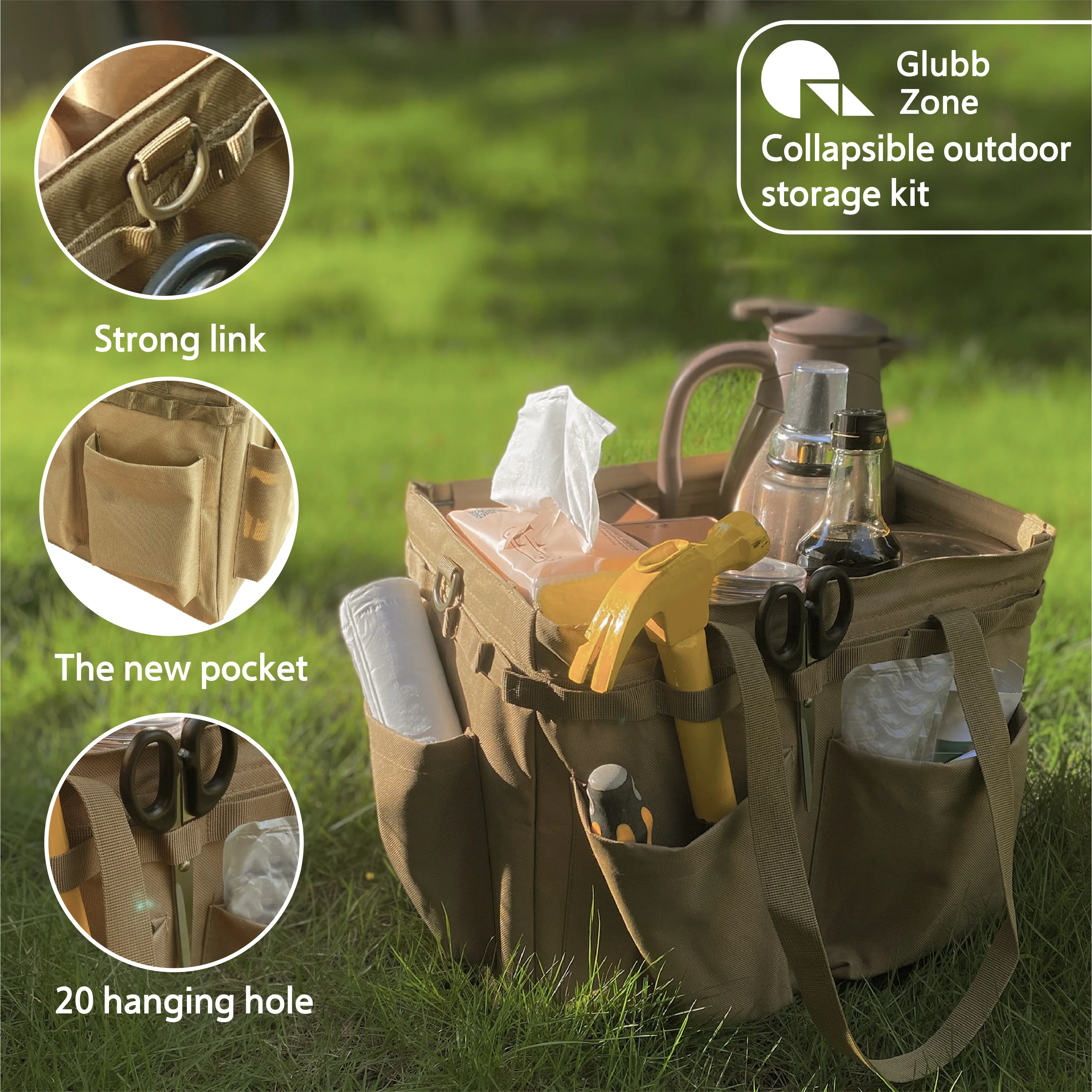 Imagem -04 - Multifunctional Storage Toolbox Cesta Grande Dobrável Carregando Caddy Ferramenta Bolsala Storage Box Acampamento Outdoor Picnic Organizer 25l