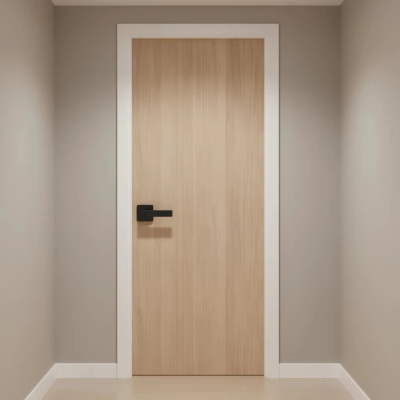 Modern matte black double-sided door handle for bedroom interiors, double-sided use, square tie rod design