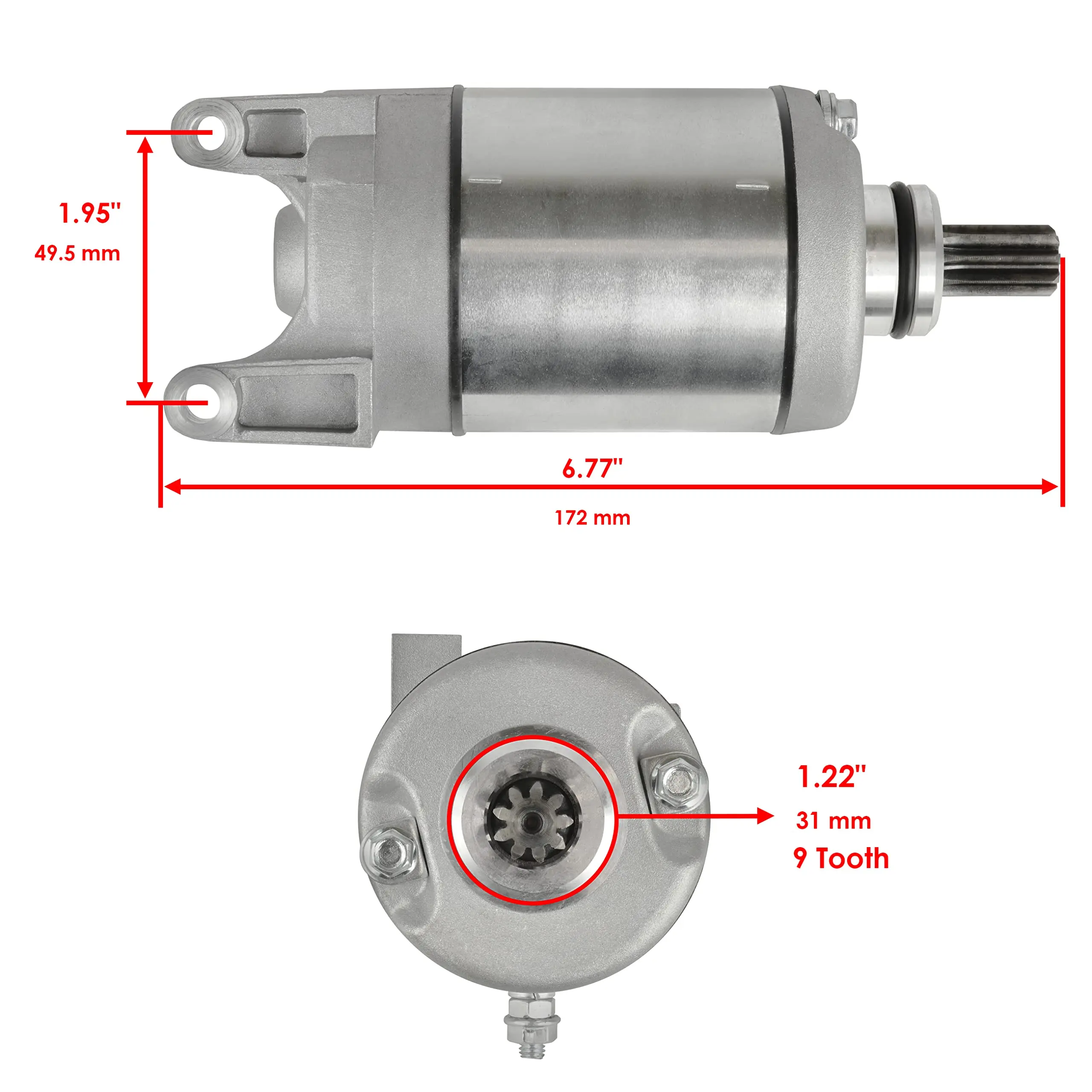 3088069 Starter Motor Compatible With For Polaris ATV 2007-06 Outlaw 500 w499cc 2007-03 Predator 500 w/499cc