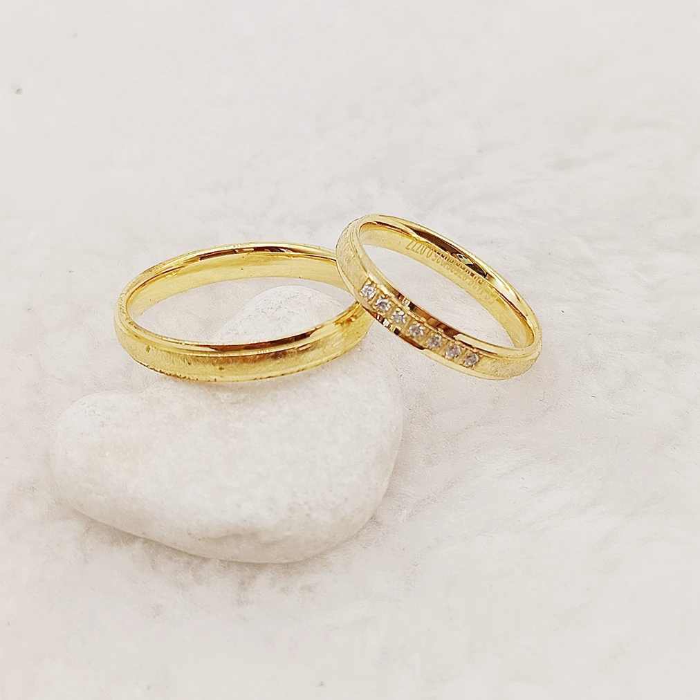 فريدة من نوعها مخصص تشيكوسلوفاكيا الماس 14K مطلية بالذهب 925 فضة خواتم زوجين خواتم مطابقة العصابات الزفاف هدايا المناسبات #3