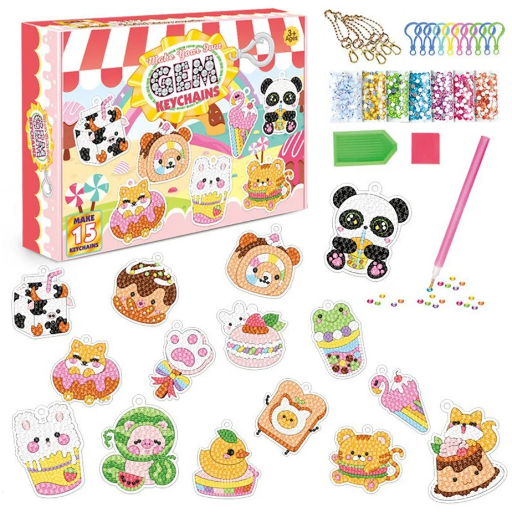 

Handmade Craft Diamond Painting Set Mermaid Pattern Cartoon Design Diamond Drawing Keychain Ice Cream Diamond Painting Stickers