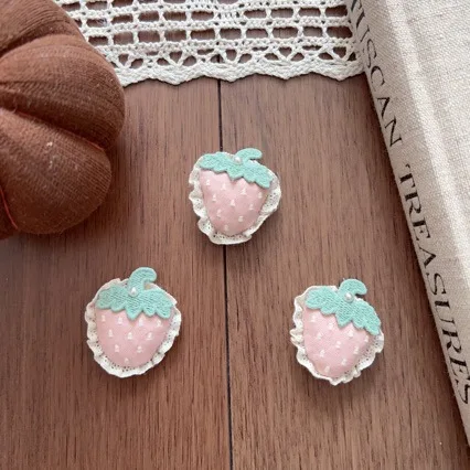 

Premium Fabric Embroidered Strawberry Hair Accessories for Shoes Socks Bags Kids Clothing Trim Soft Cute