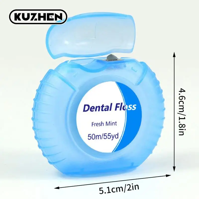 1 Roll 50m Dental Flosser Oral Hygiene Teeth Cleaning Wax Mint Flavored Dental Floss Spool Toothpick Teeth Flosser