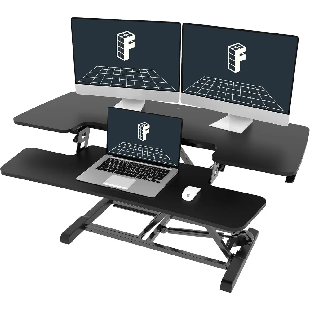 

Standing Desk Converter Stand up Desk Riser Height Adjustable Computer Workstation with Spacious 2-Tier Desktop