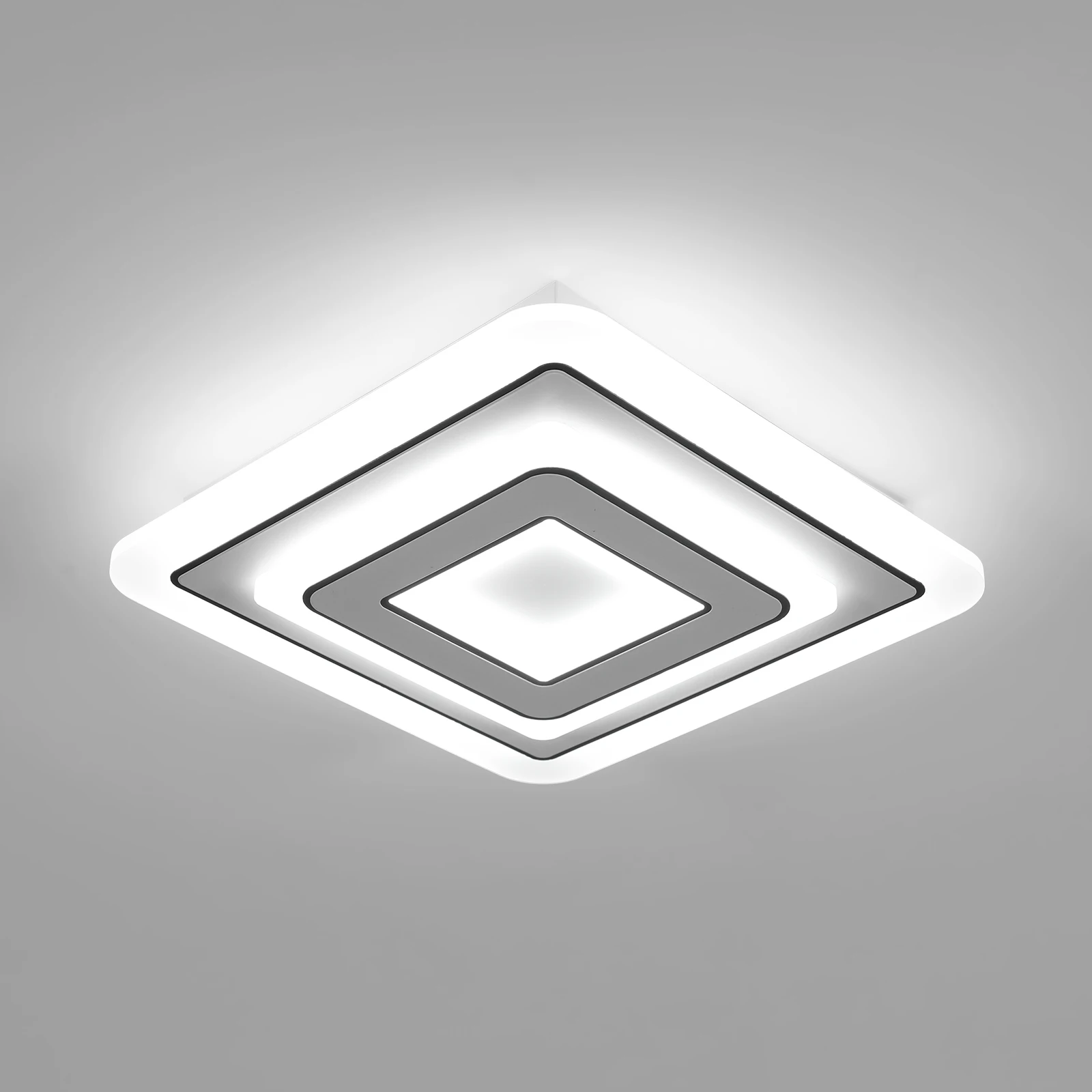 Moderne schwarze quadratische LED-Deckenleuchte 6500K Kaltweiß, flache Deckenmontage, stilvolle Innenbeleuchtung für Schlafzimmer, Wohnzimmer, Flur, Korridor, Eingangsbereich