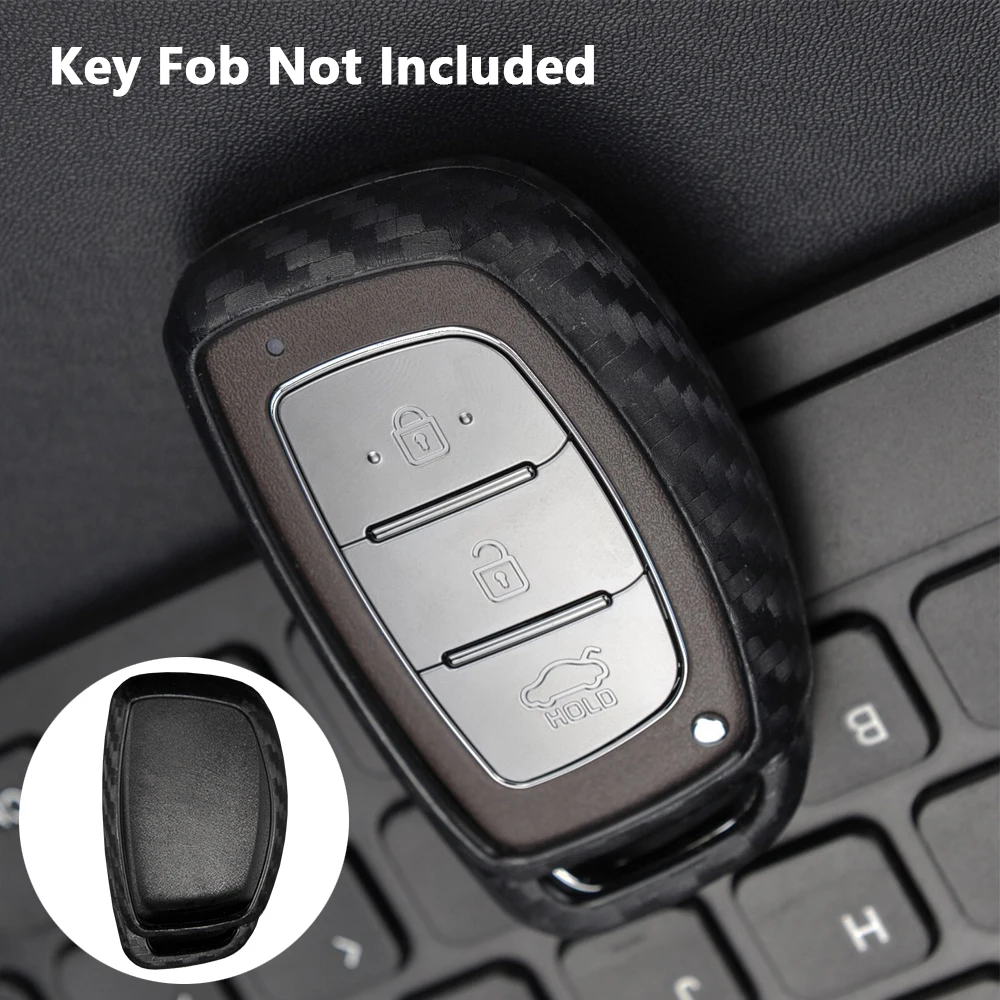 Carbon Fiber Key Fob Chain Case Cover For Hyundai Tucson Elantra Sonata Ioniq 2015-2019 Car Accessories view 5