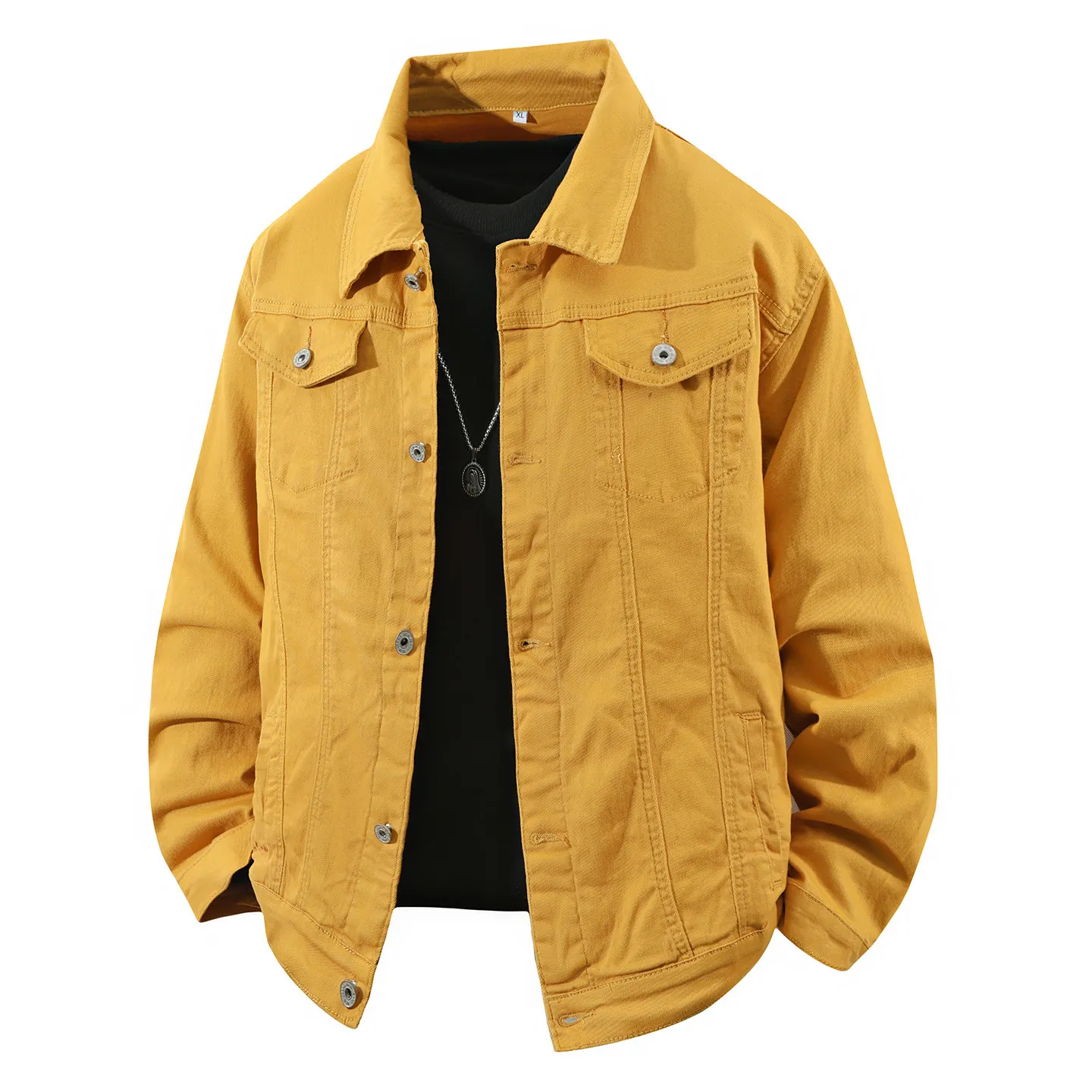 

Autumn and Spring New Pure Color American Vintage High Street Denim Workwear Jacket Men's Casual Loose Sports High-end Outerwear