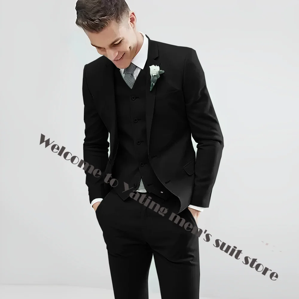 Light Green Men Suits Wedding Tuxedos Fashion Groom Formal Wear Slim Fit Blazer Jacket+Pant+Vest Costume Homme