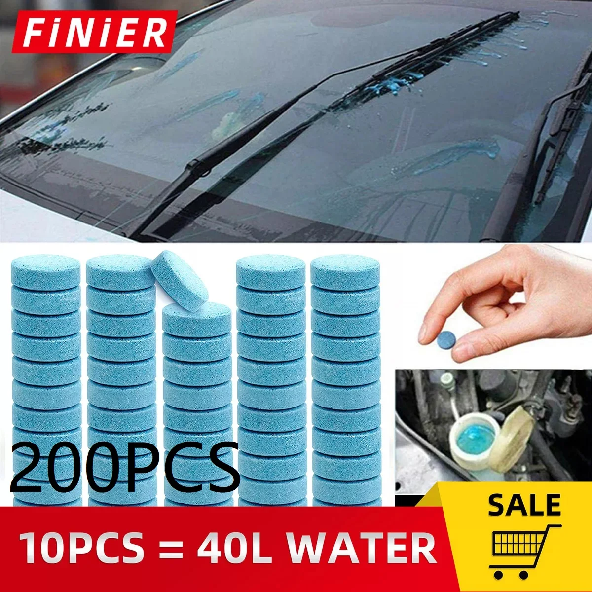 20/50/100/200PCS Windshield Glass Washer Cleaner Compact Effervescent Tablets Detergent Car Beauty Tool  Accessaries