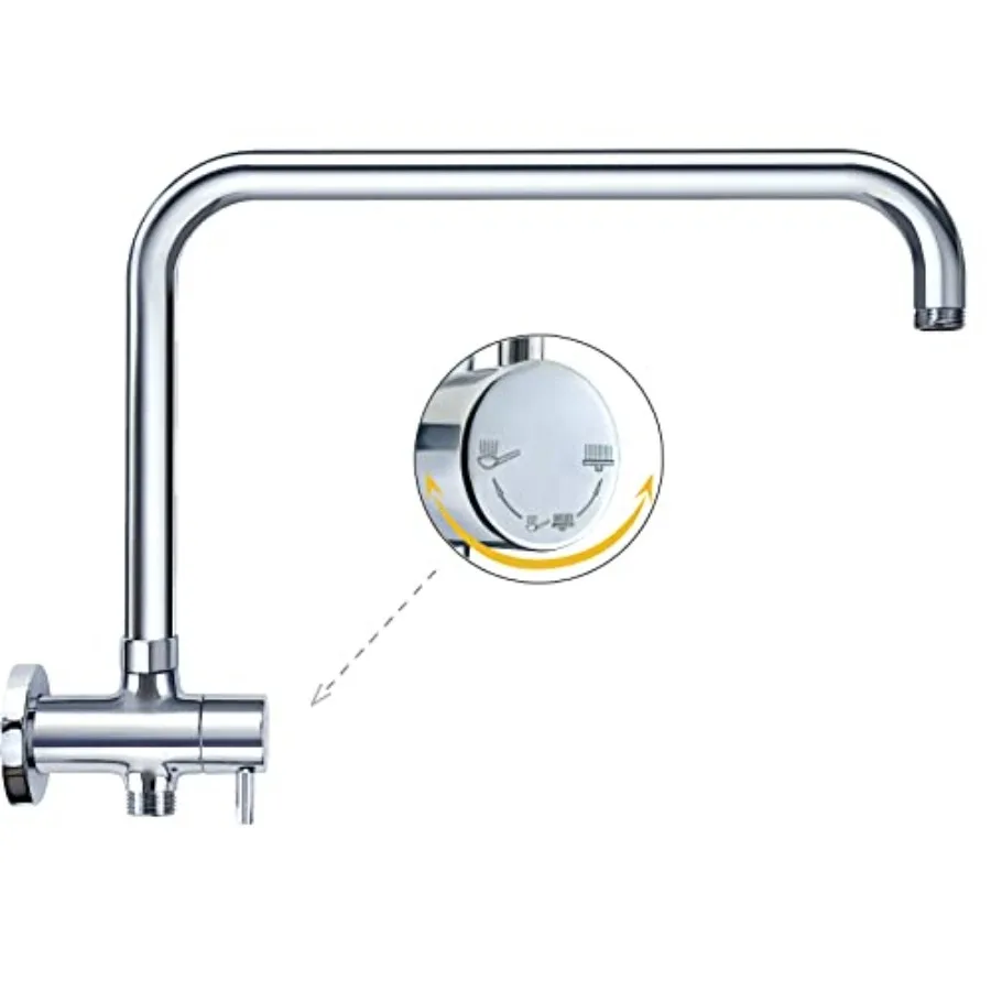 

3-Way Shower Arm Diverter Valve with 16 Inch Extension Arm and High Rise Extender for Handheld and Fixed Shower Head G1/2 Unive