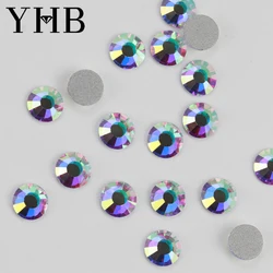 YHB Non-Hotfix High Quality cold fixation White Crystal AB Stass Flatback Rhinestones For Nails Decoration DiY  Nail art