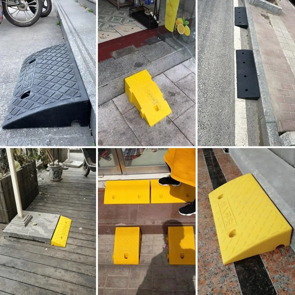 Plastic Step Mat Road Slope Ramp Pad Step Uphill Triangle Mat Curb Rubber Portable Automotive Accessories