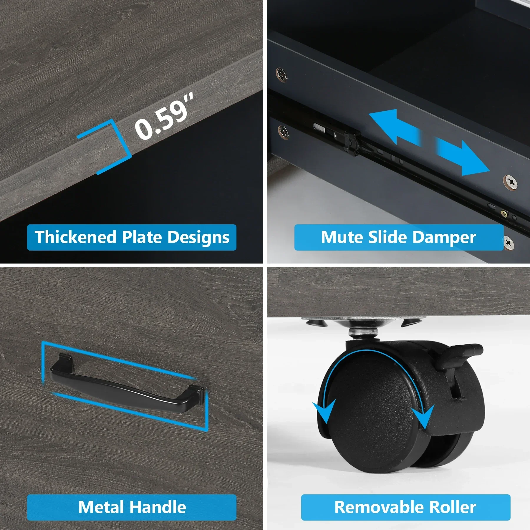 Mesa de Computador em Forma de L, 55 "Mesa Executiva, 43" Gabinete Vertical, Mobiliário de Escritório Doméstico