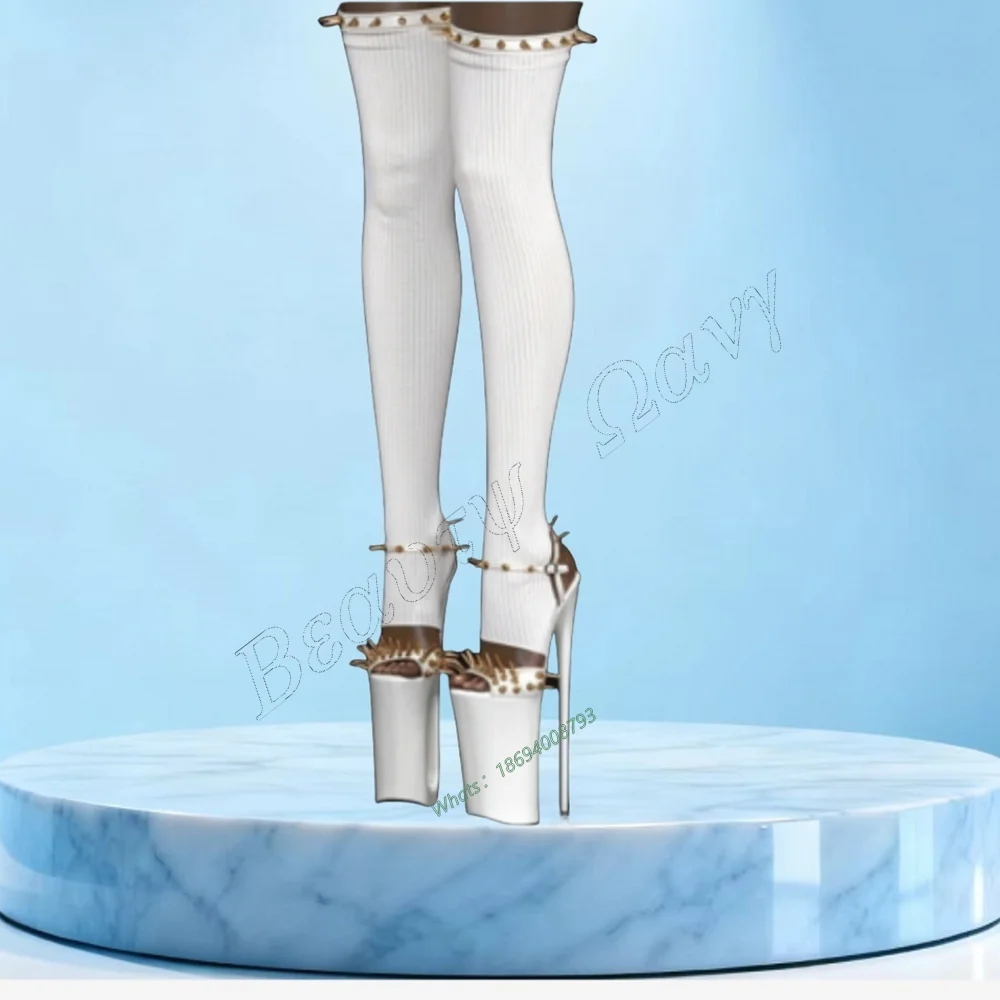 

White River Edge Platform Stretchy Boots Buckle Thigh High Spike High Heel Shoes Solid Sexy Women Shoes New Zapatos Para Mujere