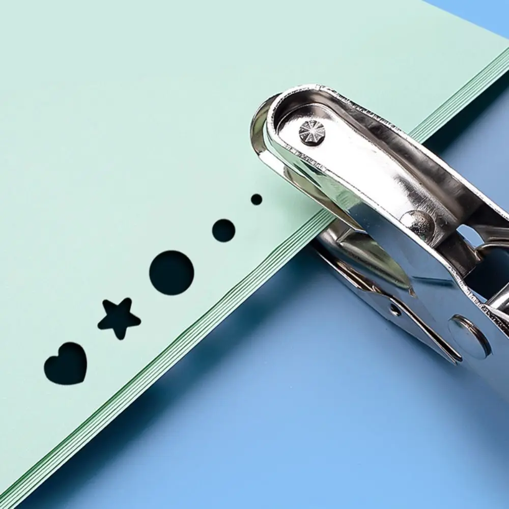 Round/Star/Heart Shape Punching Machine Labor-saving Single Hole Embosser DIY Craft Loose-leaf Binding Tools Hole Puncher