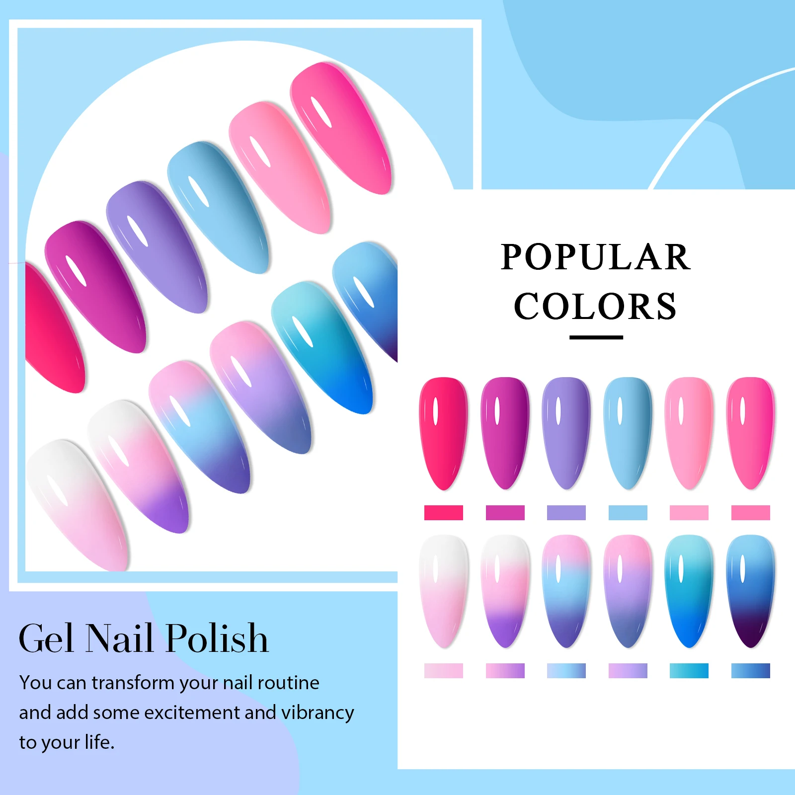 12 pz Gel Termico Smalto Per Unghie Set Temperatura Cambia Colore Semi Permanente Soak Off Gel UV Vernice Manicure Unghie Forniture FAI DA TE