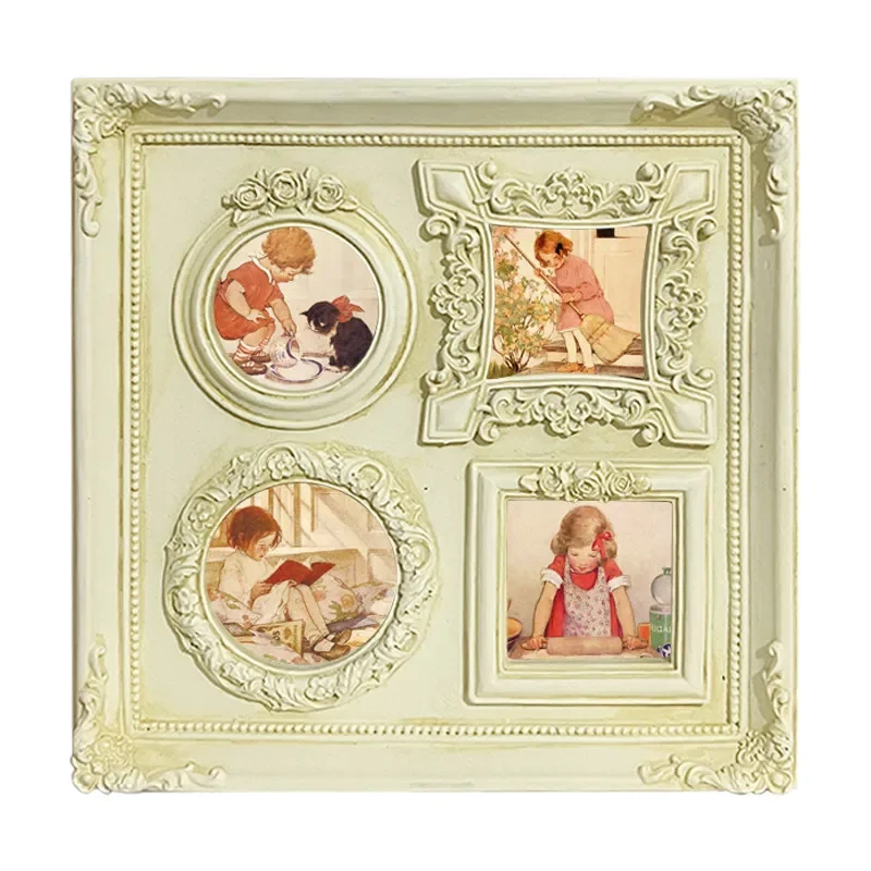 Vintage European style white angel relief resin photo frame home homestay wall decoration wall hanging group