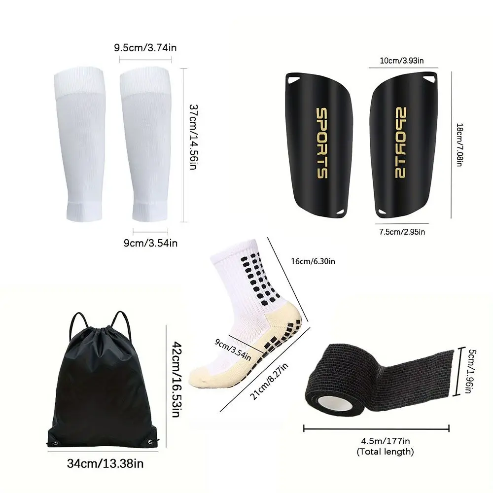 Protège-tibia de Football léger, 5 pièces/ensemble, protection des jambes confortable, protège-tibia de Football, couvre-jambes antidérapant, chaussettes de cheville, équipement de Sport