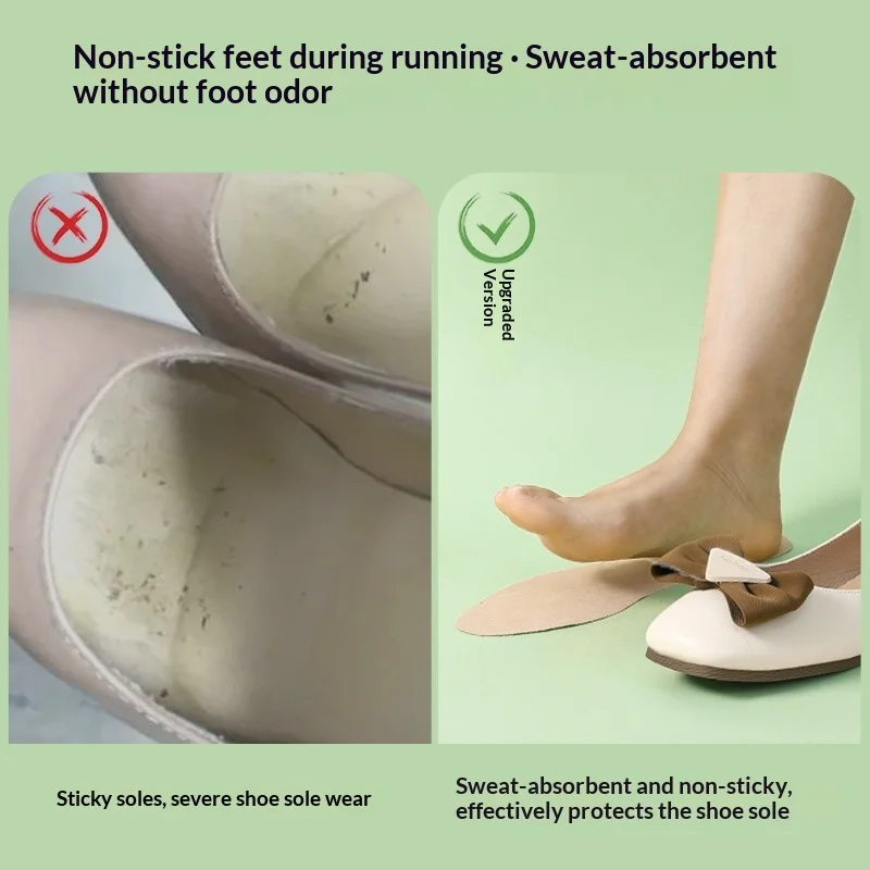 Women Self‑Adhesive Pig Leather Insoles Ultra‑Thin Breathable Sweat‑Absorb Barefoot Use for Summer High Heels Pumps
