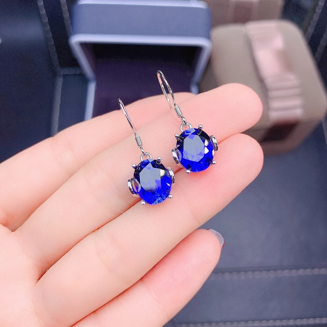 FS S925 Sterling Silver Fine Jewelry Sets for Women Natural Sapphire Fashion Ring Earrings Pendant Necklace 4-Piece MeiBaPJ