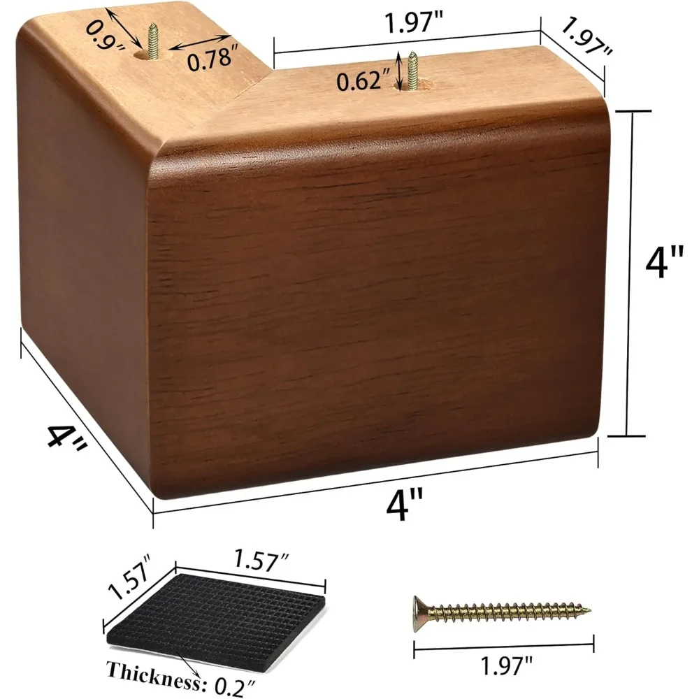 أرجل من الخشب الصلب للأثاث، رافعات سرير على شكل حرف L، أرجل أثاث لطاولة خزانة الأريكة، أقدام أريكة الأريكة
