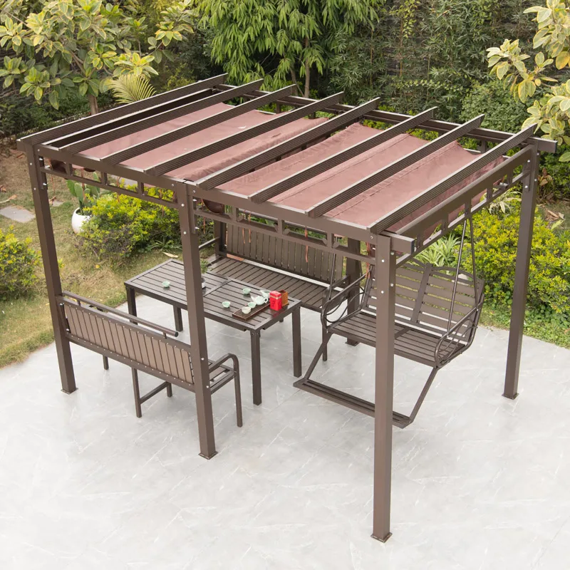 1Aluminum alloy grape rack with swing pavilion garden courtyard outdoor simple sunshade canopy rot-resistant wood pavilion