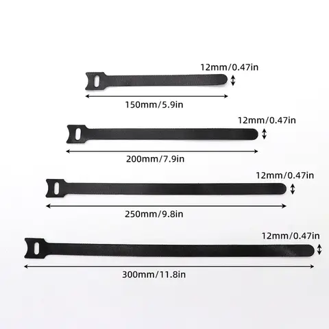 분리 가능한 케이블 타이 와이어 주최자 검정색 15 20 25 30cm 나일론 후크 루프 스트랩 랩 지퍼 번들 붕대 타이 플라스틱 고정