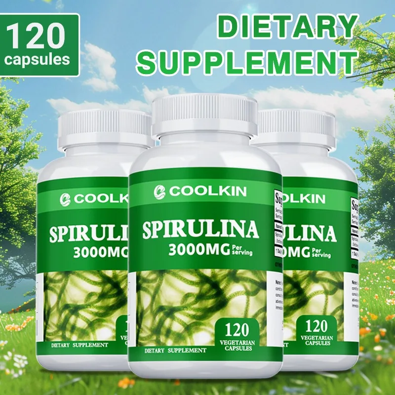 Spirulina Capsules - Detox, Energy, Digestion & Powerful Antioxidant - Super Greens Complex Nutritional Supplement