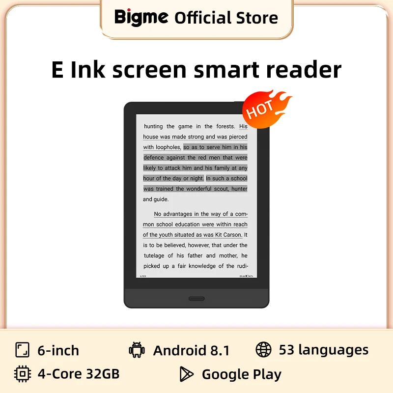 Bigme Read 6-inch ink screen e-book reader electronic paper reader smart portable 32G memory eink ebook Support Kindle APP