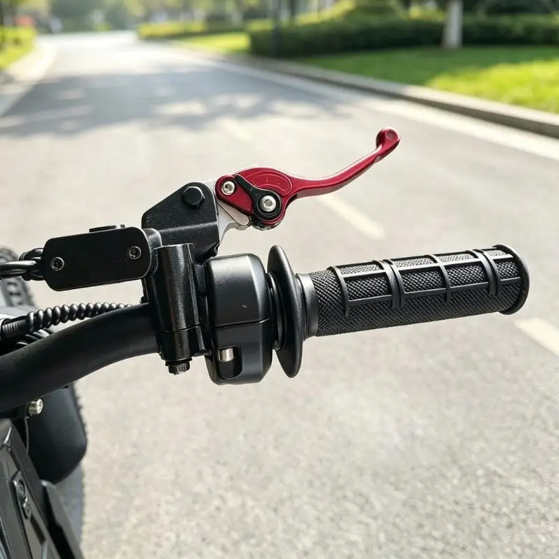 Curved Metal Motorcycle Brake Levers with Numbered Reach Dials, Replacement Handles, and Built-In Mounting Holes for IN10, H9EE